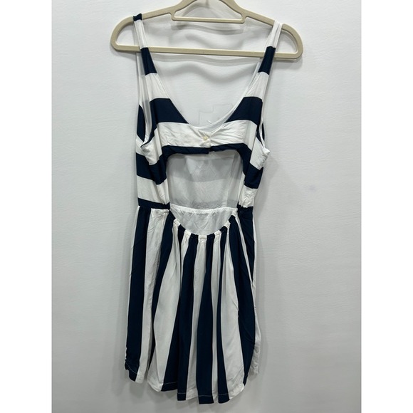 Abercrombie & Fitch Striped Dress Womens Large Black White Sleeveless Summer - Picture 6 of 10
